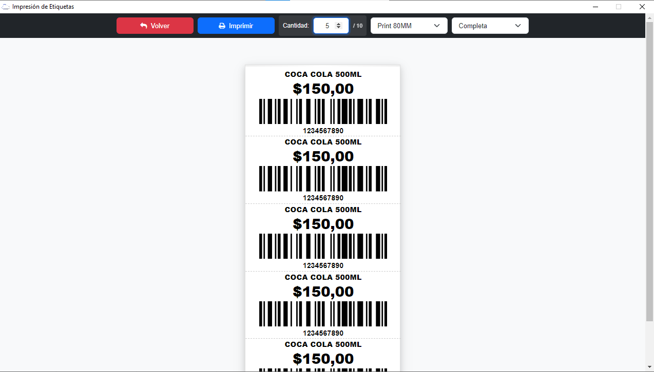 Vista Ticket Etiqueta